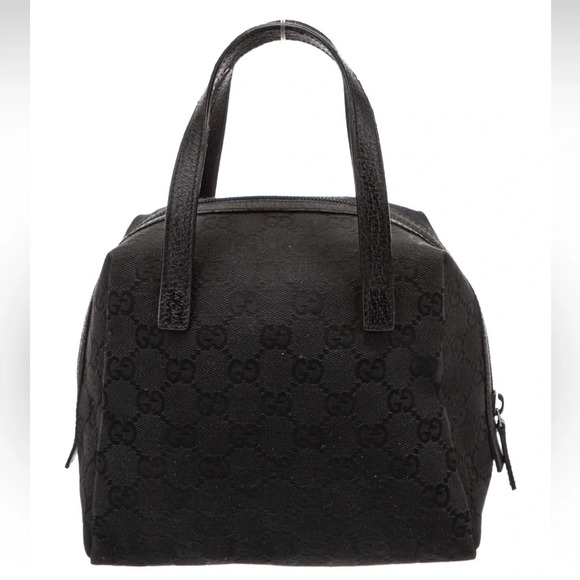 Vintage Mini Gucci GG Logo Top Handle Black Canvas Bag - Picture 5 of 14